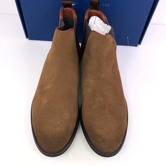 VINCE CAMUTO Mens Brown Pull Tab Lieven Toe Block Heel Leather Chelsea 9.5 M